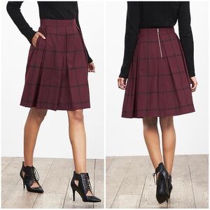 Banana Republic Windowpane Check Pleated Full Skirt